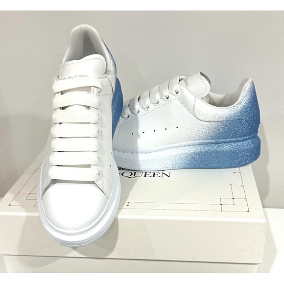 ALEXANDER McQueen Oversized Sneakers Ombre Blue Glitter Airbrush NEW size 38.5 - Picture 9 of 16